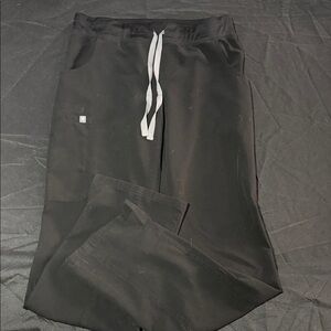 Figs Men's Black Joggers with White Drawstring